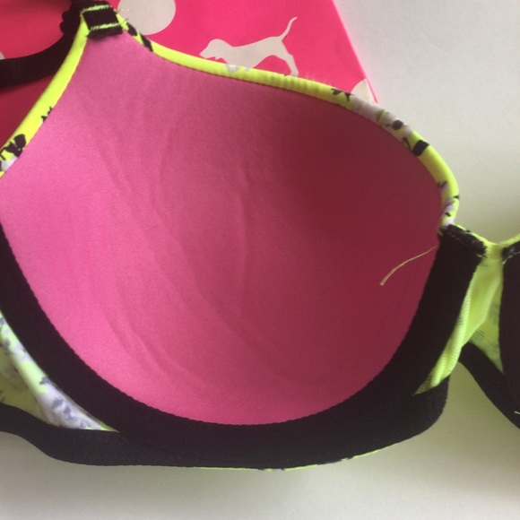 VICTORIAS SECRET PINK NEON YELLOW WEAR EVERYWHERE LIGHTLY LINED BRA SIZE… - Picture 8 of 15